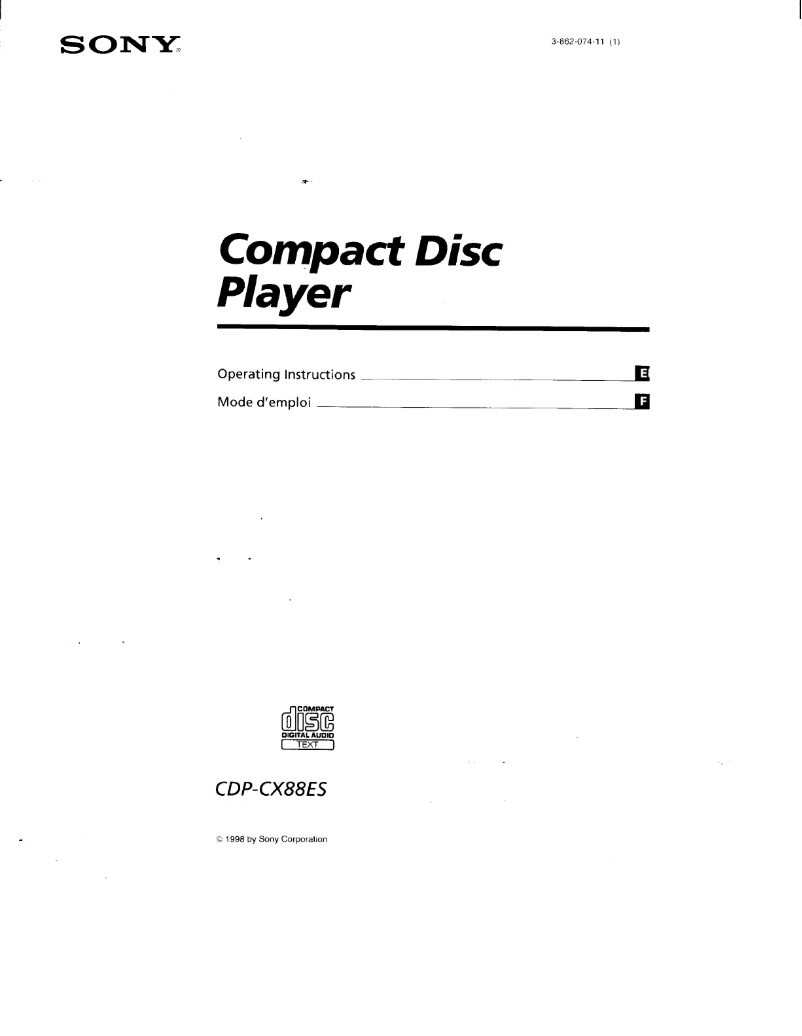 Page 1 of the manual User Manual Sony CDP-CX88ES