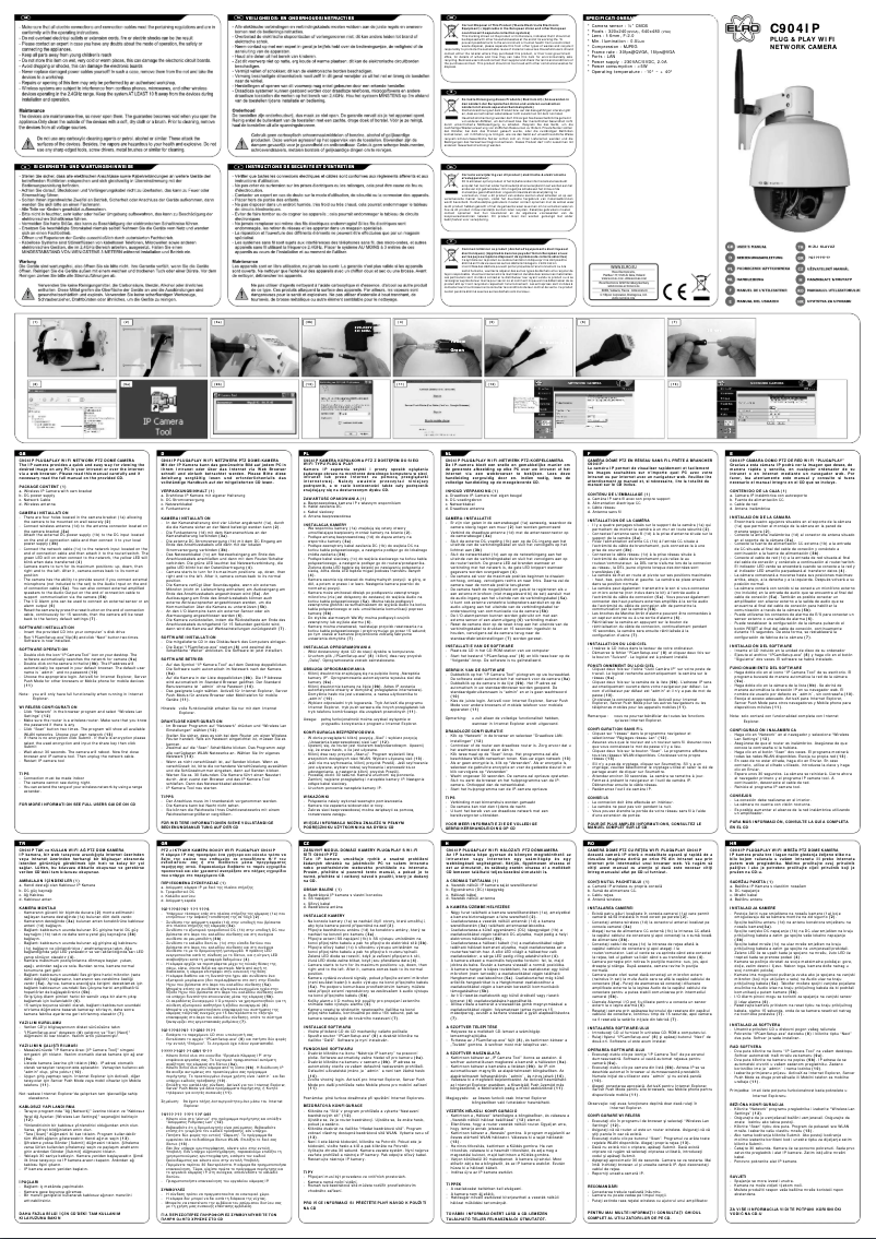 Page 1 de la notice Manuel utilisateur Elro C904IP