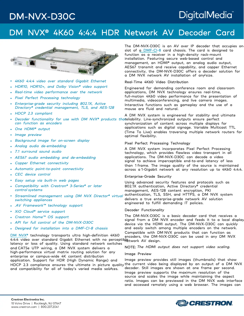 Image de la première page du manuel de l'appareil DM-NVX-D30C