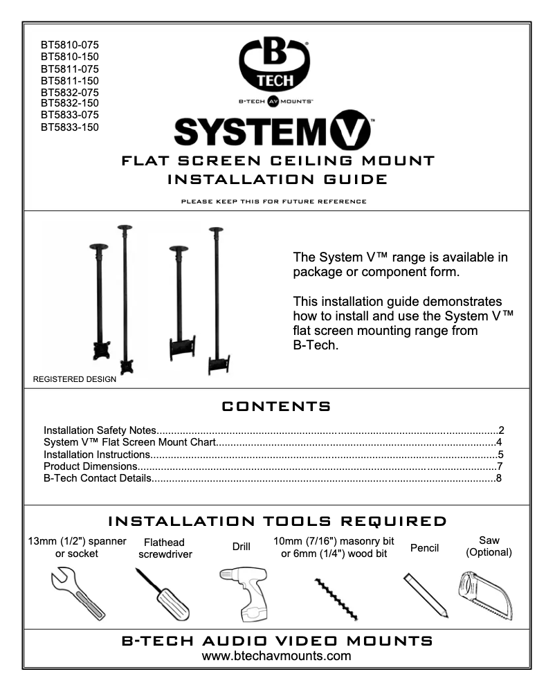 First page image of the manual for BT5832