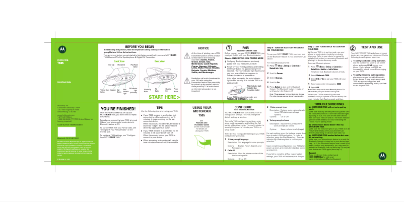 Page 1 of the manual User Manual Motorola T505