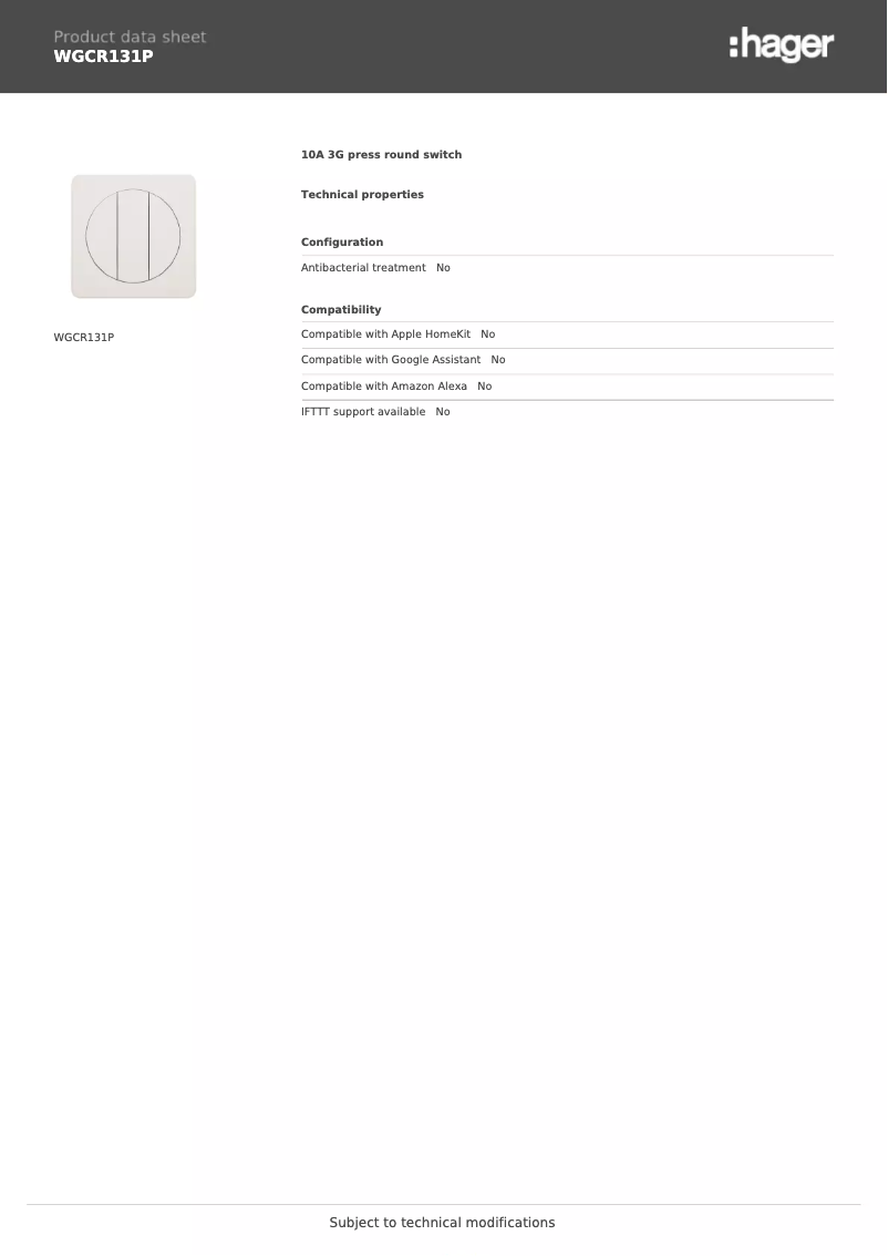 First page image of the manual for WGCR131P