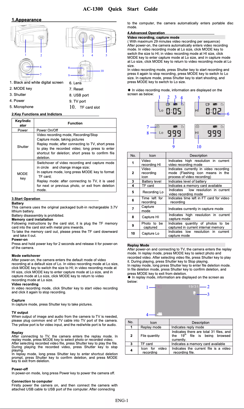 Page 1 of the manual User Manual Denver AC-1300