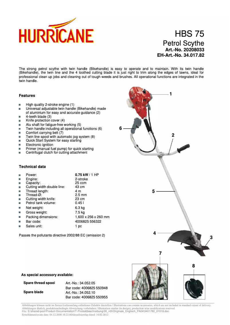 Page 1 of the manual User Manual Hurricane HBS 75
