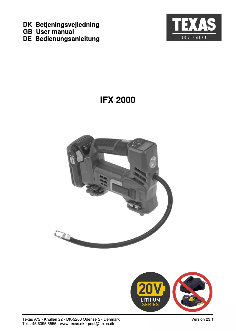 First page image of the manual for IFX2000