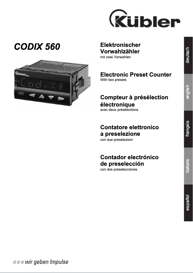 First page image of the manual for Codix 560