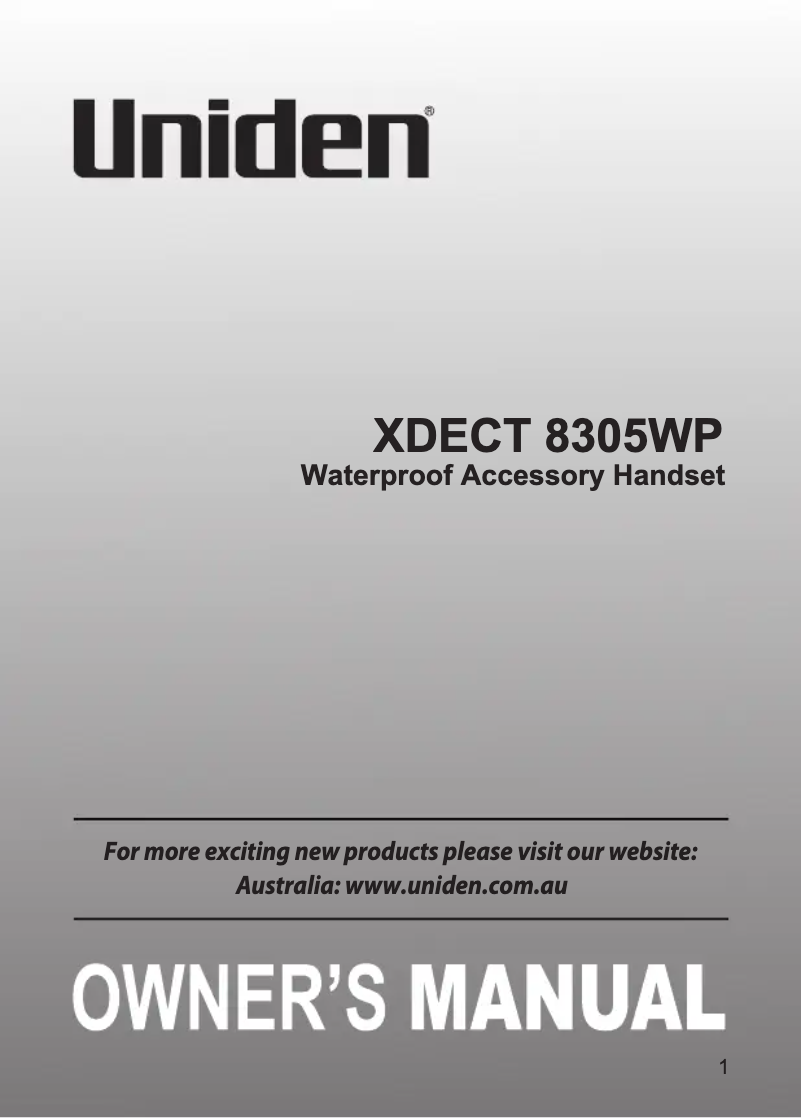Page 1 of the manual User Manual Uniden XDECT 8305WP