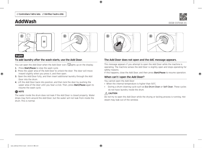 Page 1 of the manual User Manual Samsung WD85K6410OW
