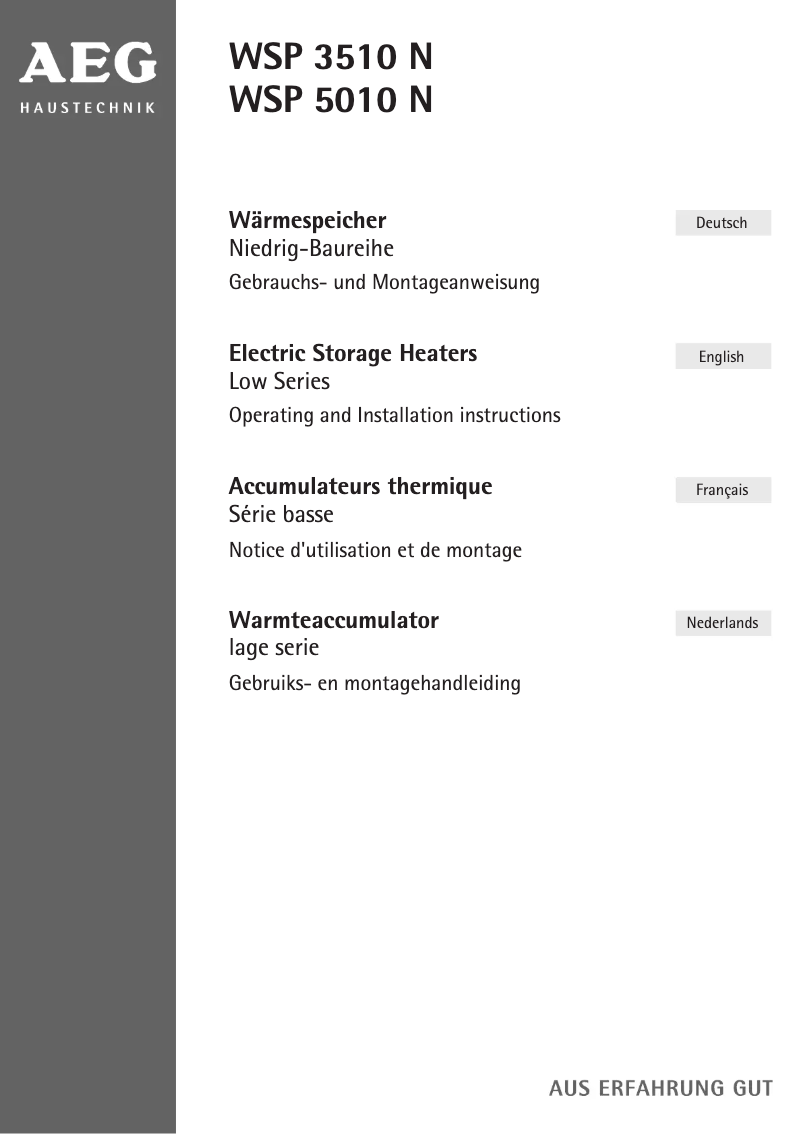 Page 1 of the manual User Manual AEG WSP 5010 N