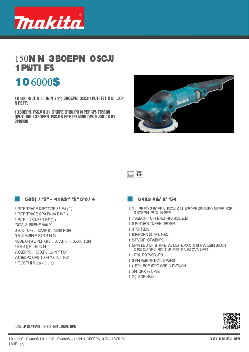 Page 1 of the manual Technical Sheet Makita PO6000C