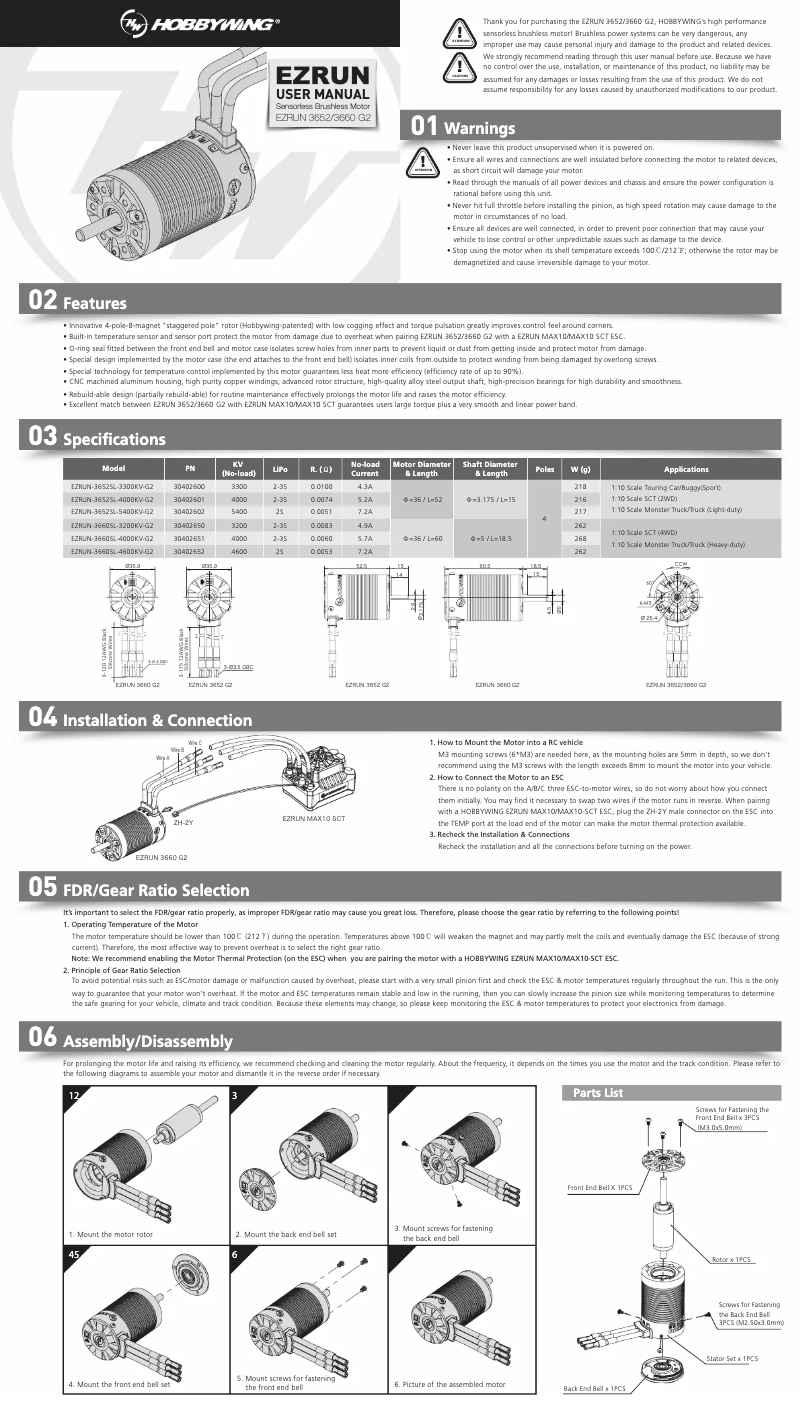 Page 1 of the manual User Manual Hobbywing Max10 SCT-C