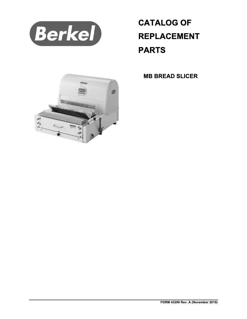 Page 1 of the manual Catalogue Berkel MB3-8STD