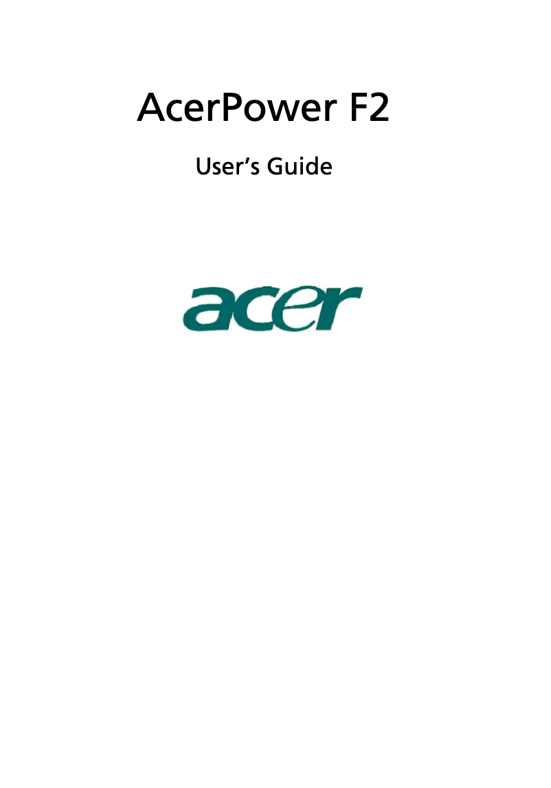 First page image of the manual for Power F2