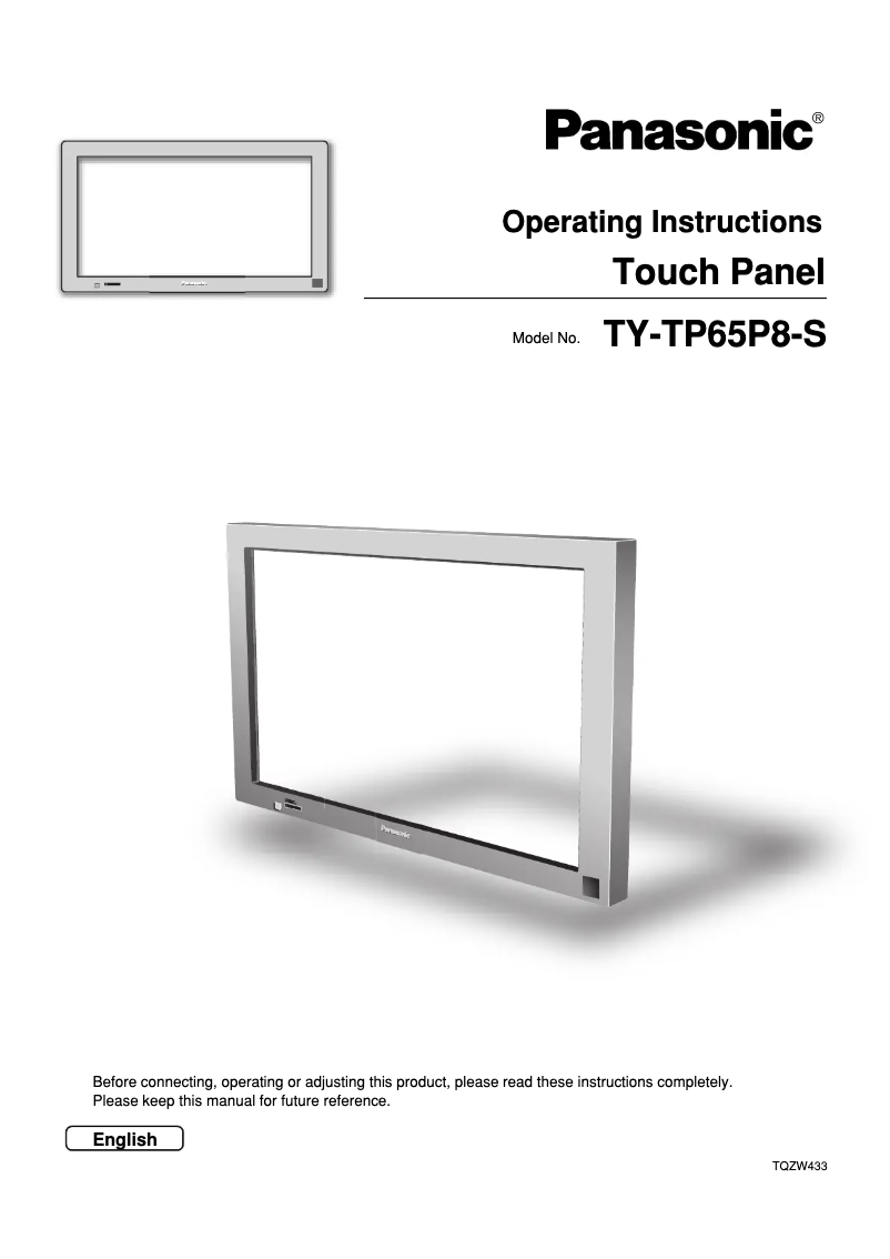 First page image of the manual for TY-TP65P8