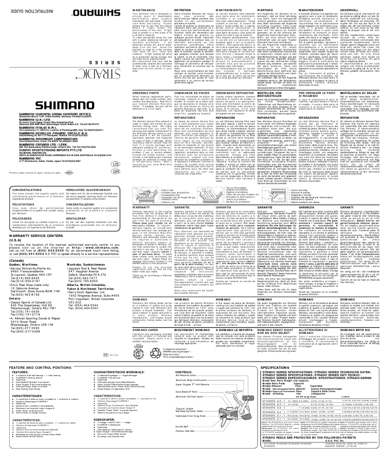 First page image of the manual for Stradic 3000FG