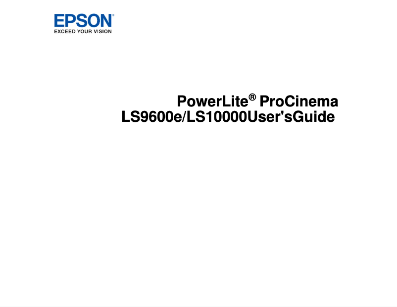 Image de la première page du manuel de l'appareil PowerLite Pro Cinema LS9600e