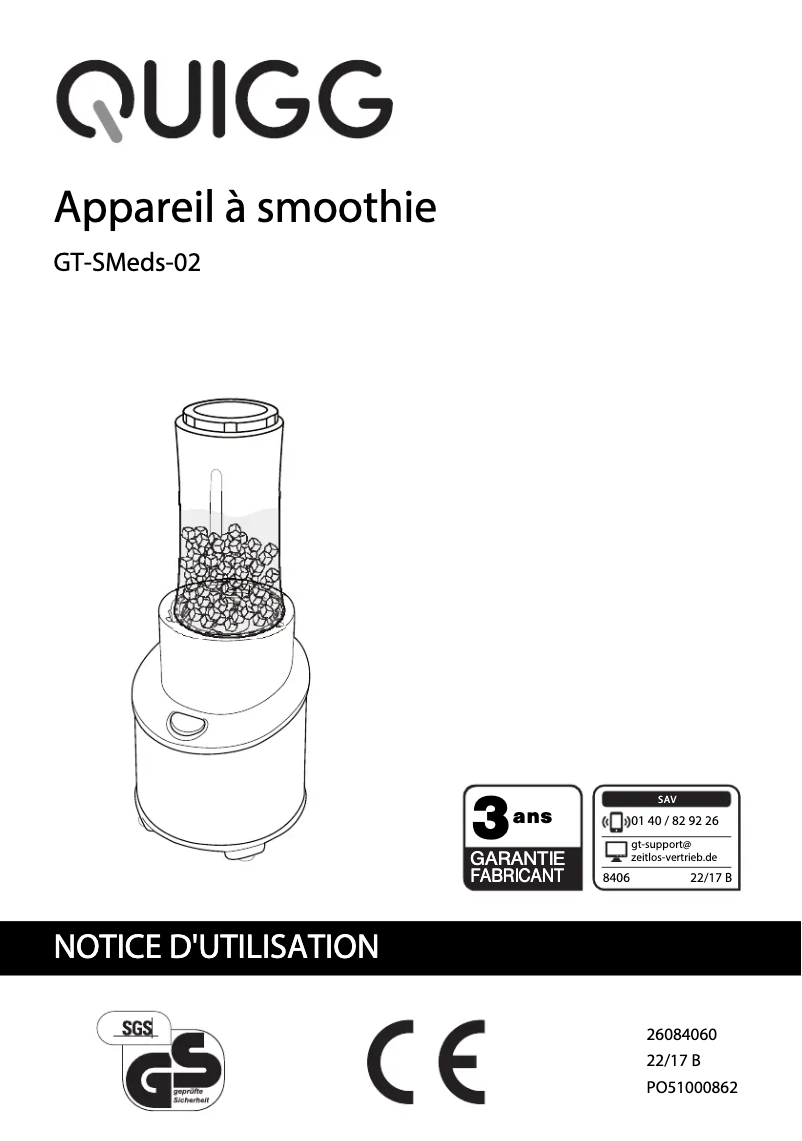 Page 1 of the manual User Manual Quigg GT-SMeds-02