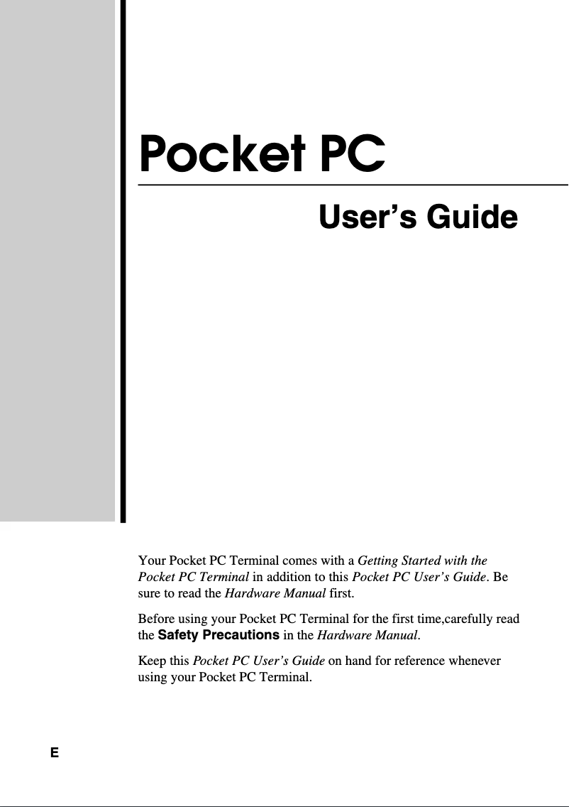 Page 1 of the manual User Manual Casio Pocket PC