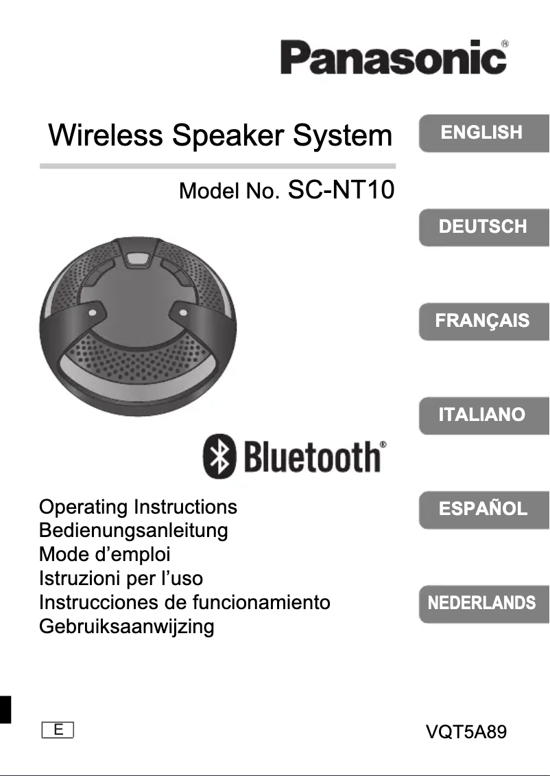 First page image of the manual for SC-NT10E