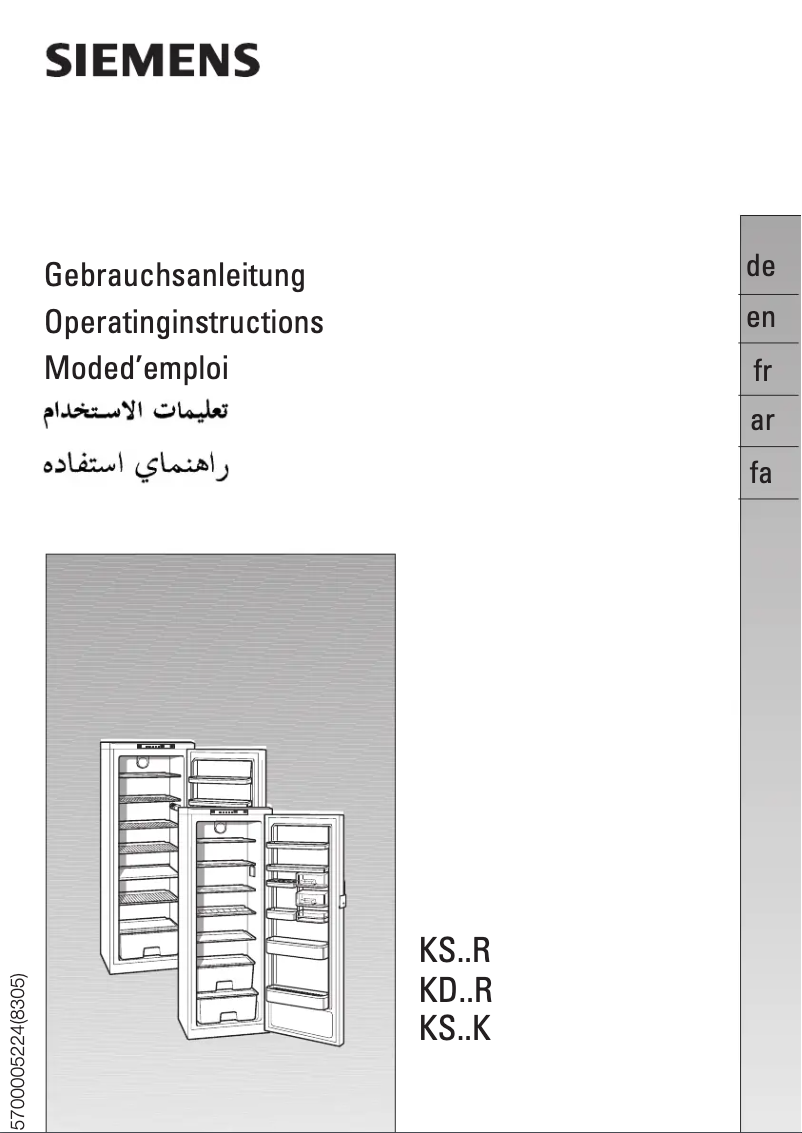 Page 1 of the manual User Manual Siemens KS40R401ME