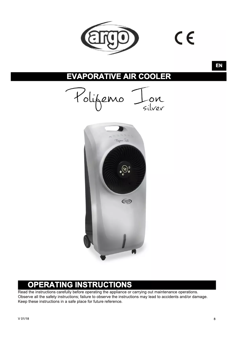 Page 1 of the manual User Manual Argoclima Polifemo Ion Silver