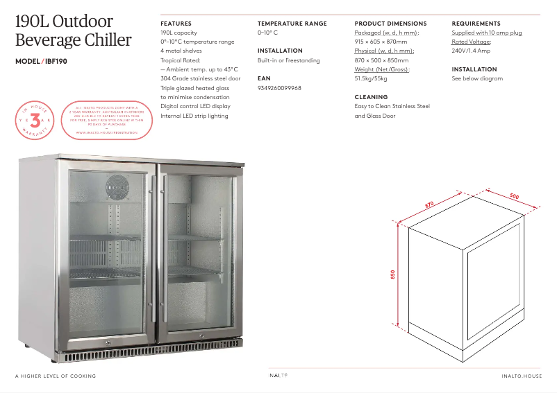 Page 1 of the manual Technical Sheet InAlto IBF190