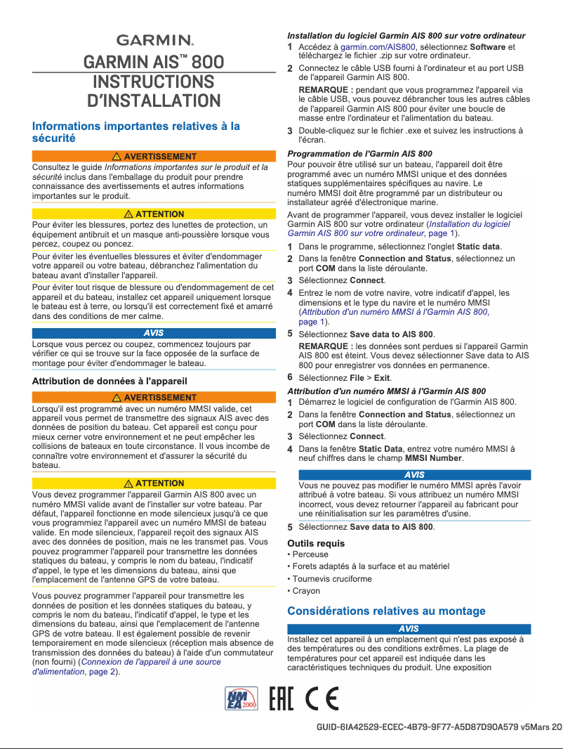 First page image of the manual for AIS 800