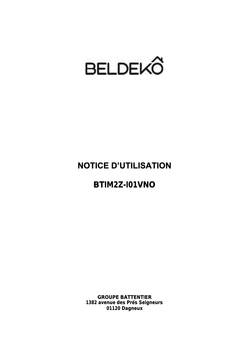 Page 1 of the manual User Manual Beldeko BTIM2Z-I01VNO