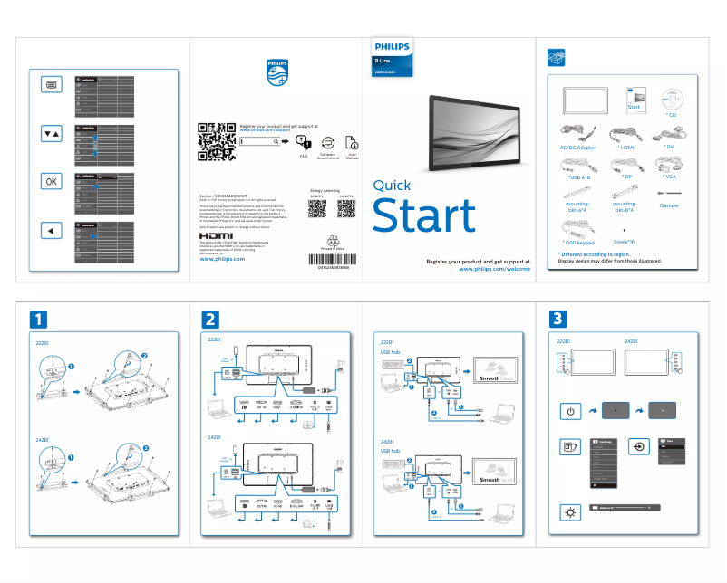 Page 1 of the manual Quick Start Guide Philips B Line 242B1TFL