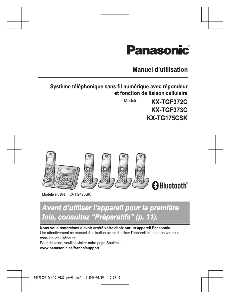 Page 1 of the manual User Manual Panasonic KX-TGF373
