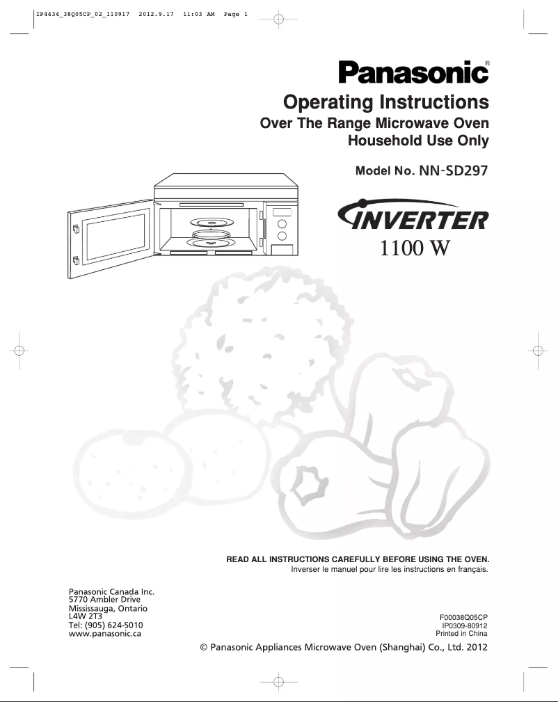 Page 1 of the manual User Manual Panasonic Inverter NN-SD297SR