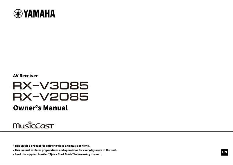 First page image of the manual for RX-V2085