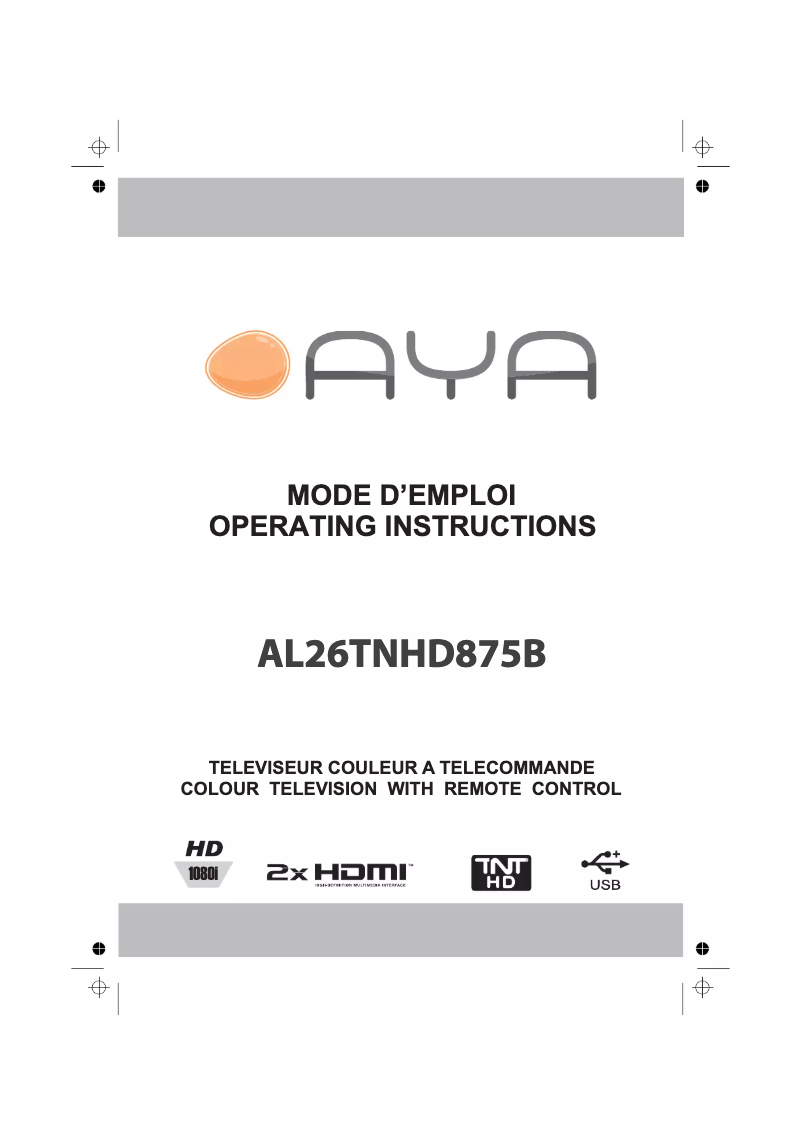 Page 1 of the manual User Manual AYA AL26TNHD875B