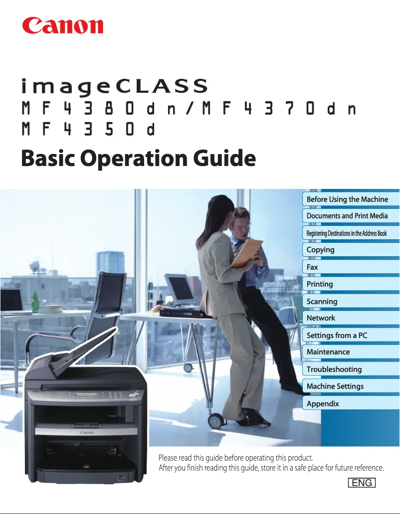 First page image of the manual for imageClass MF4350d