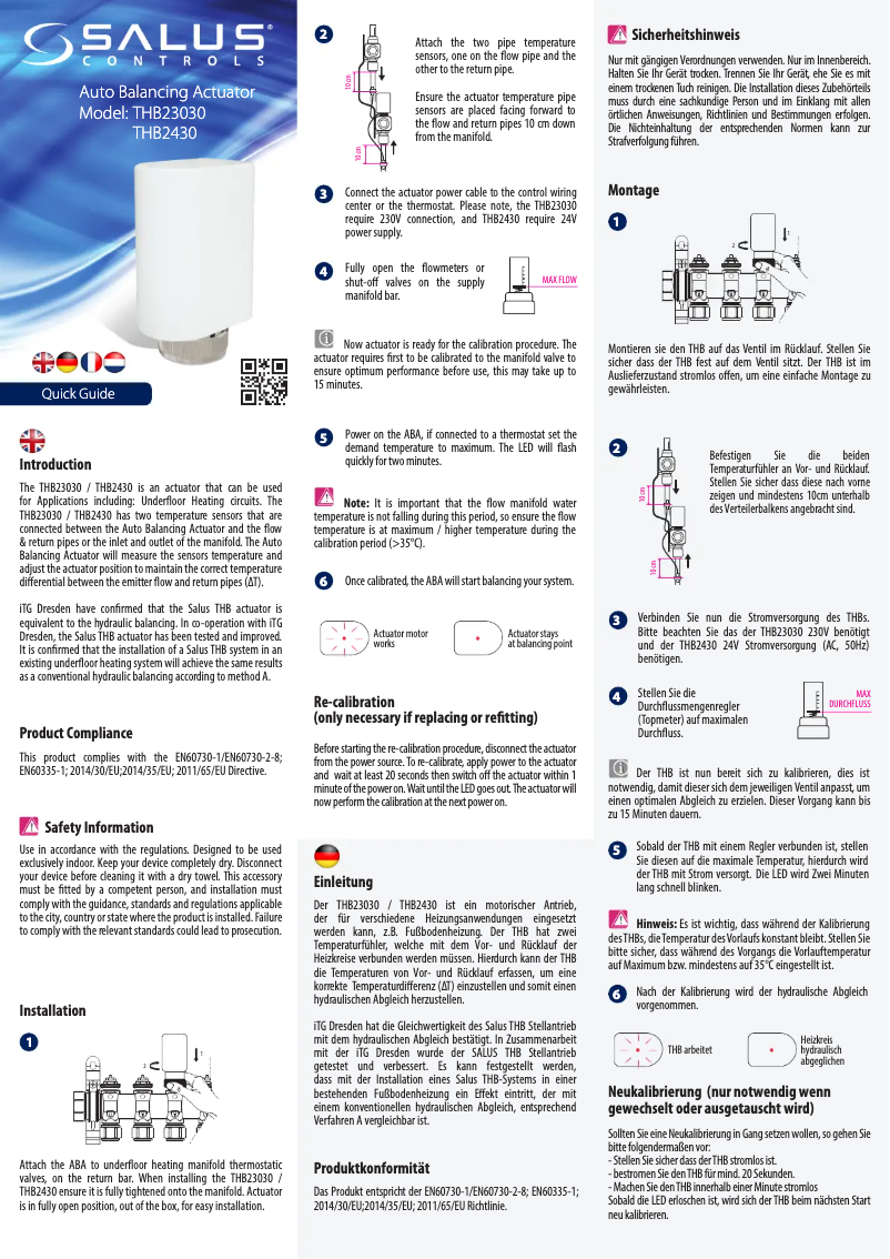 Page 1 of the manual User Manual Salus THB23030