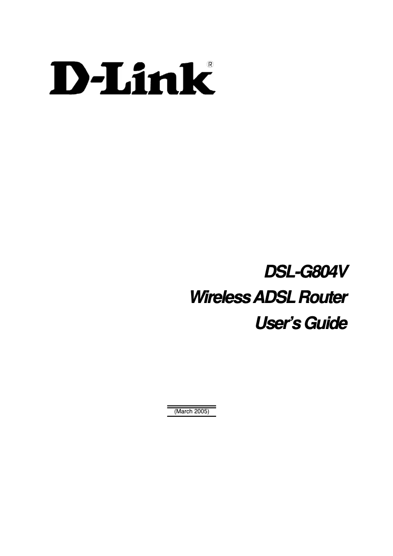 First page image of the manual for DSL-G804V