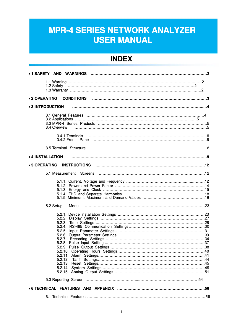 First page image of the manual for MPR-46S-L