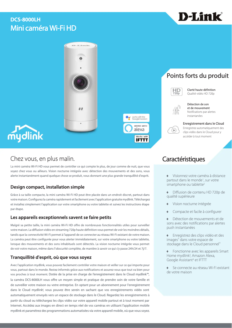 Page 1 of the manual Technical Sheet D-Link DCS-8000LH