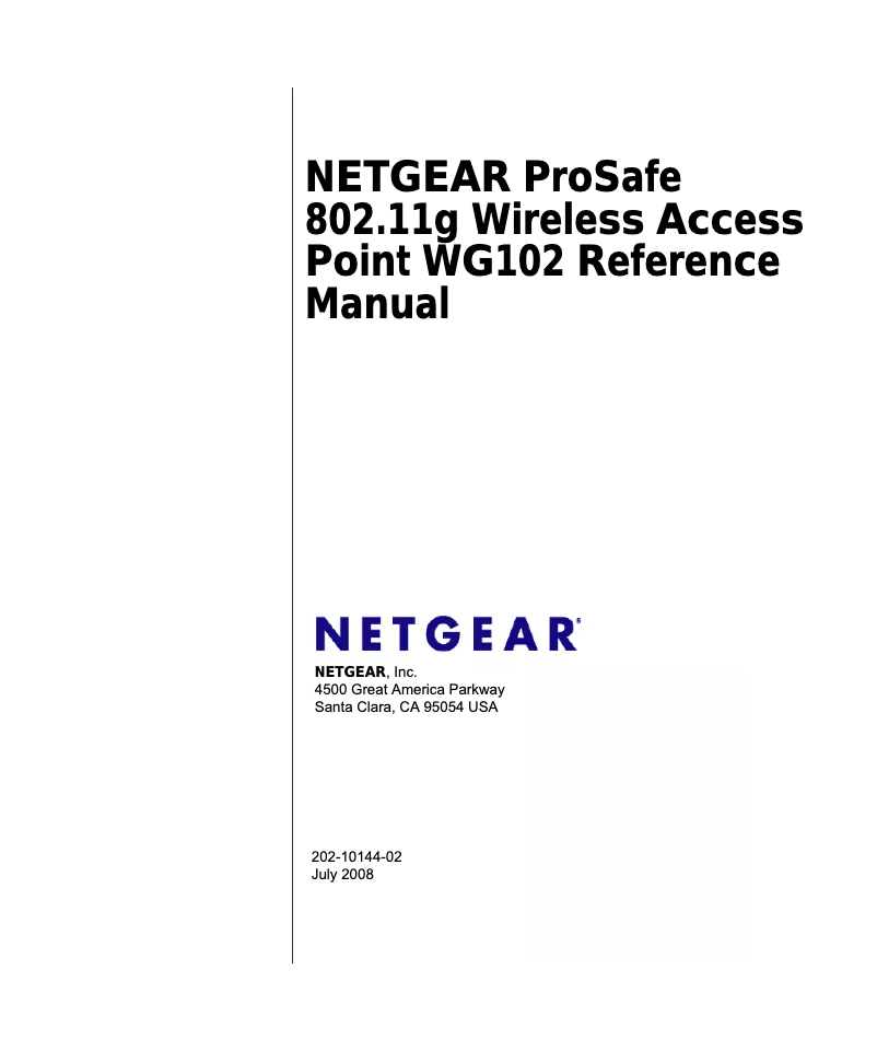 Page 1 de la notice Manuel utilisateur Netgear ProSafe WG102
