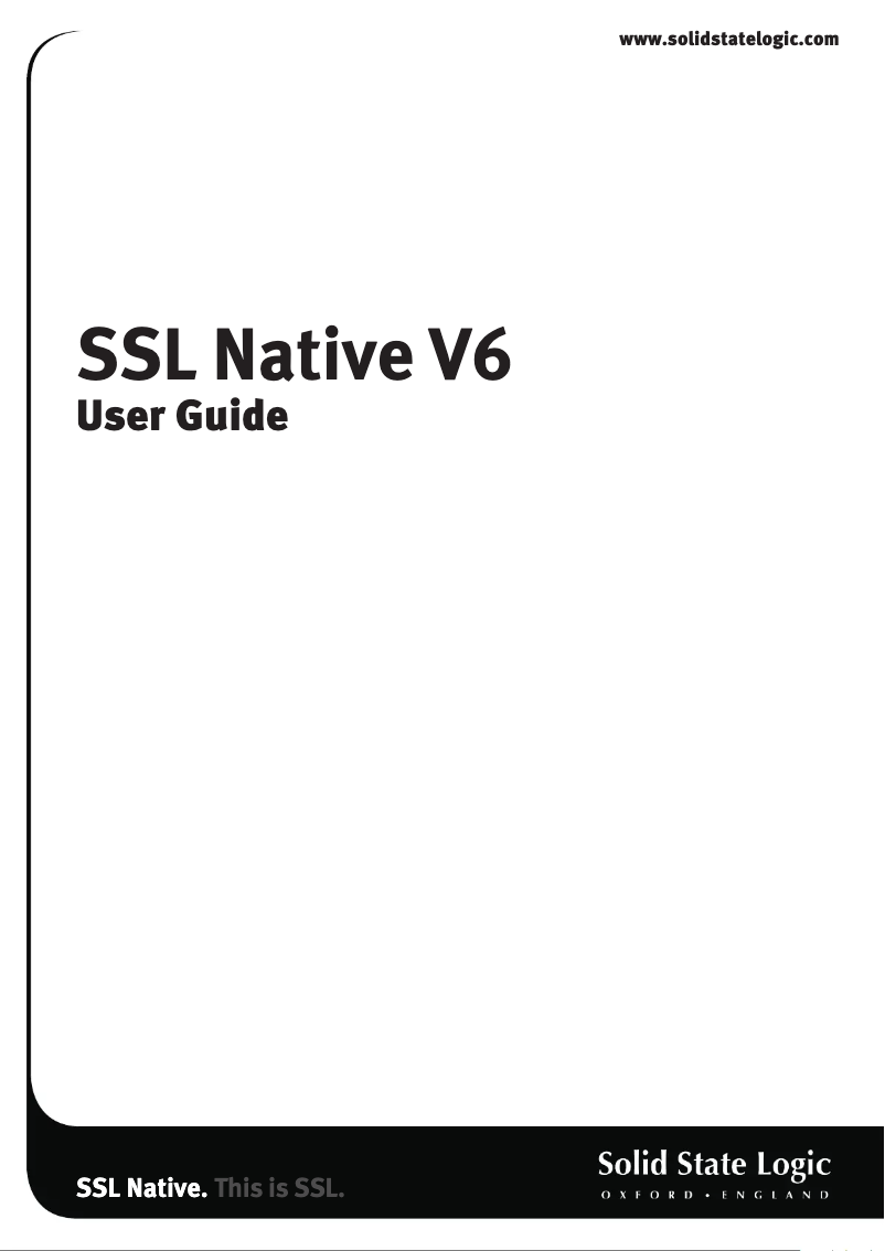 Page 1 of the manual User Manual Solid State Logic Native X-ValveComp