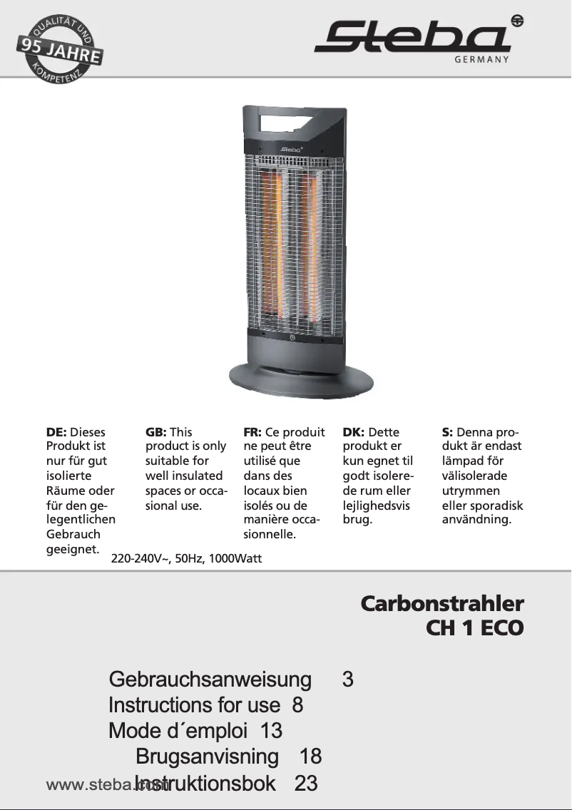 First page image of the manual for CH 1 ECO