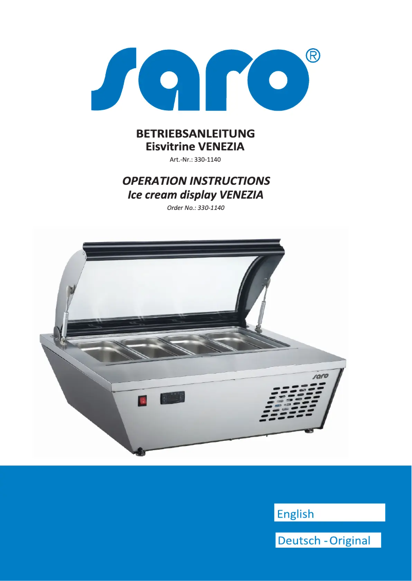 Page 1 of the manual User Manual Saro Venezia 330-1140