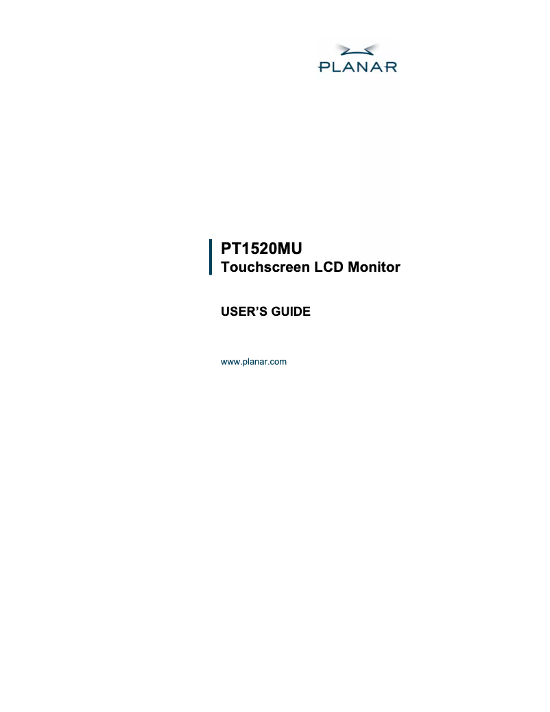 Page 1 of the manual User Manual Planar PT1520MU