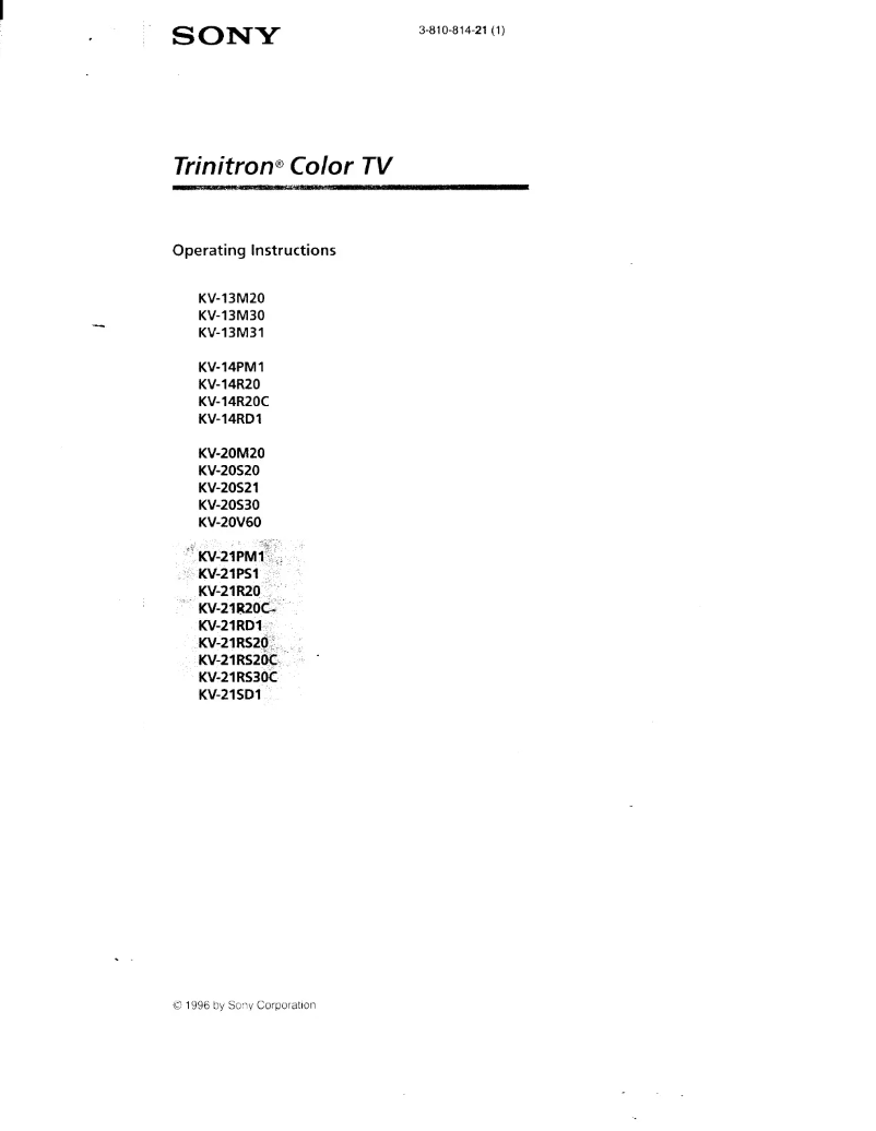 First page image of the manual for KV-13M30