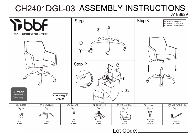 Page 1 de la notice Manuel utilisateur Bush CH2401DGL-03