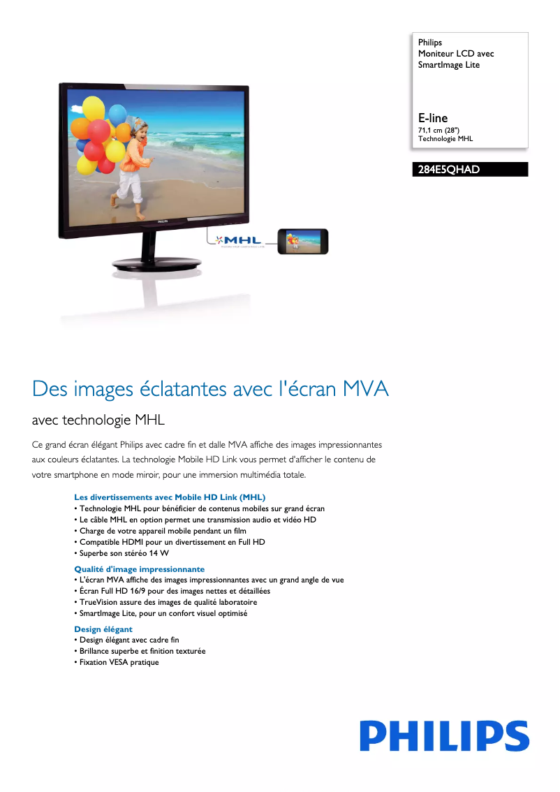 First page image of the manual for 284E5QHAD