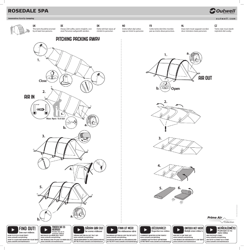 Page 1 of the manual User Manual Outwell Rosedale 5PA