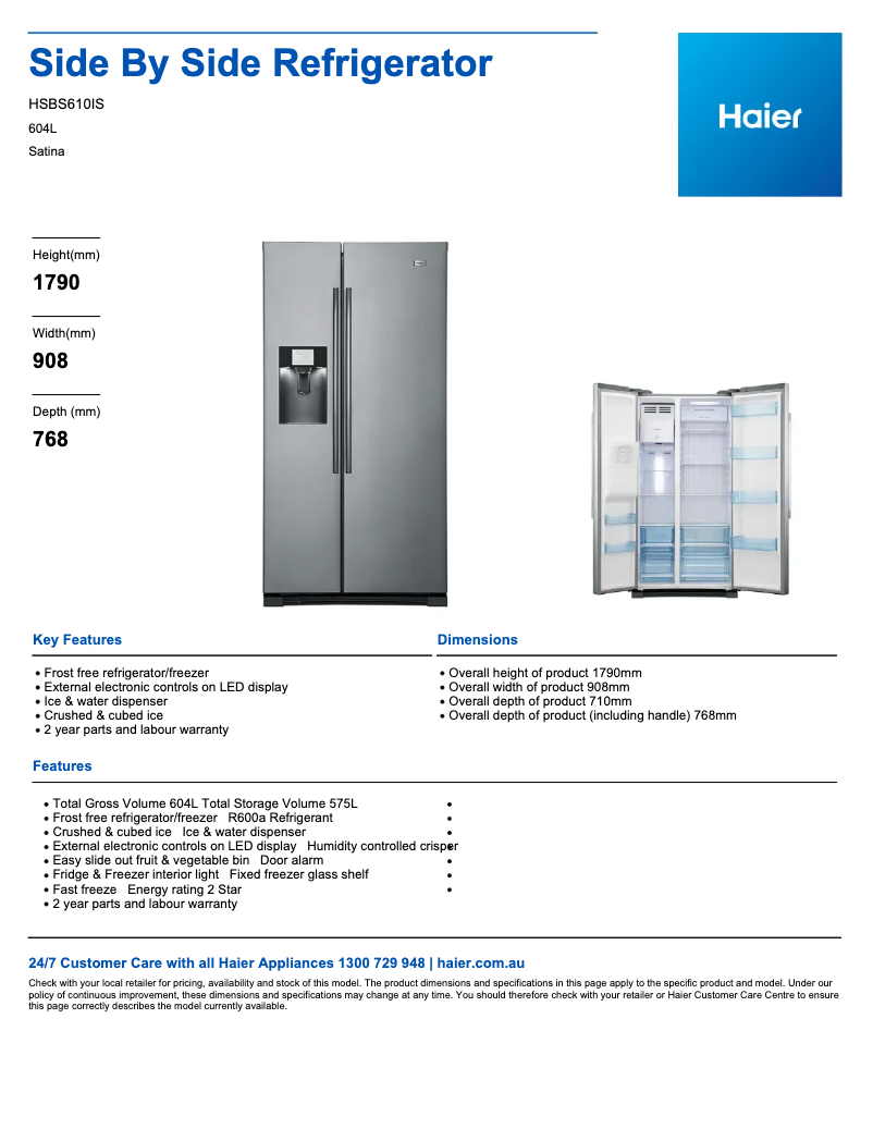 First page image of the manual for HSBS610IS