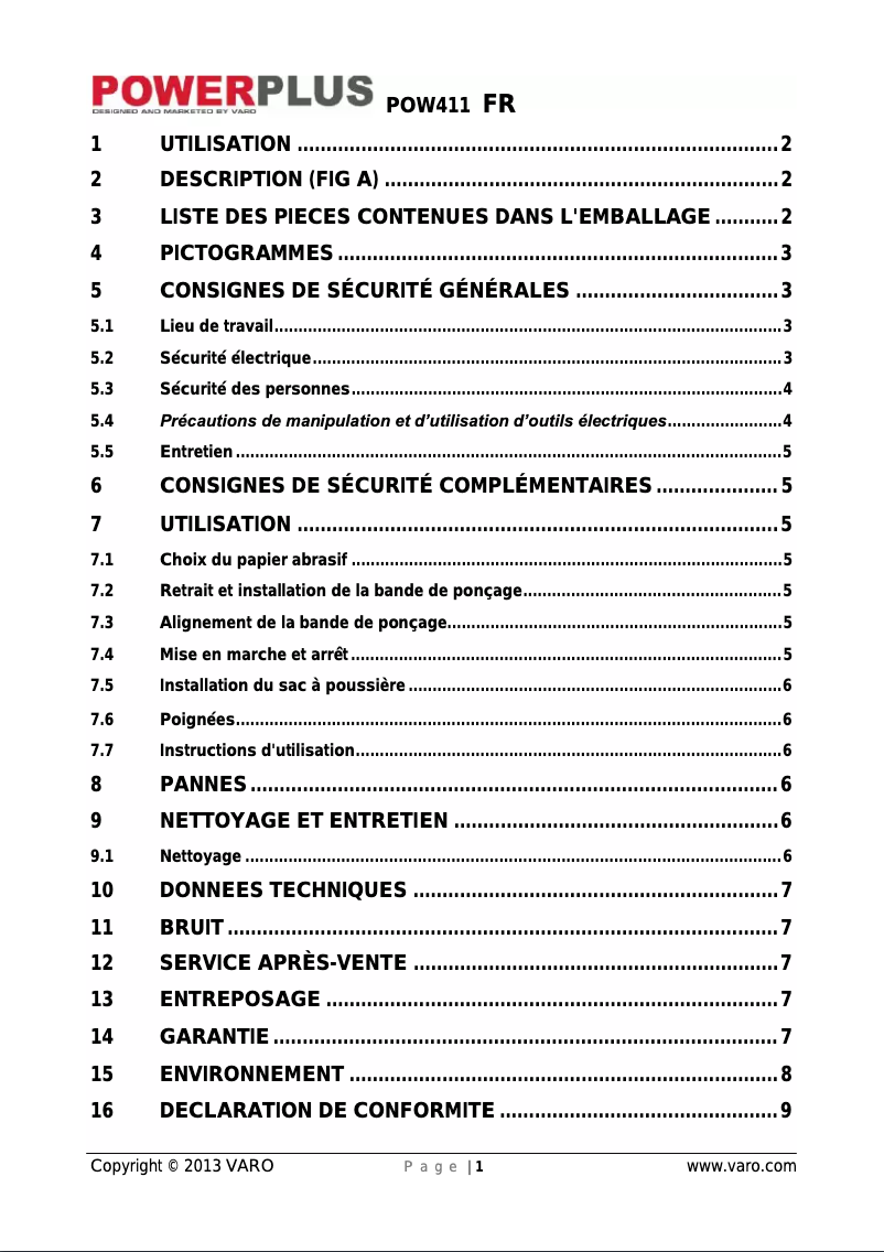 Page 1 of the manual User Manual PowerPlus POW411