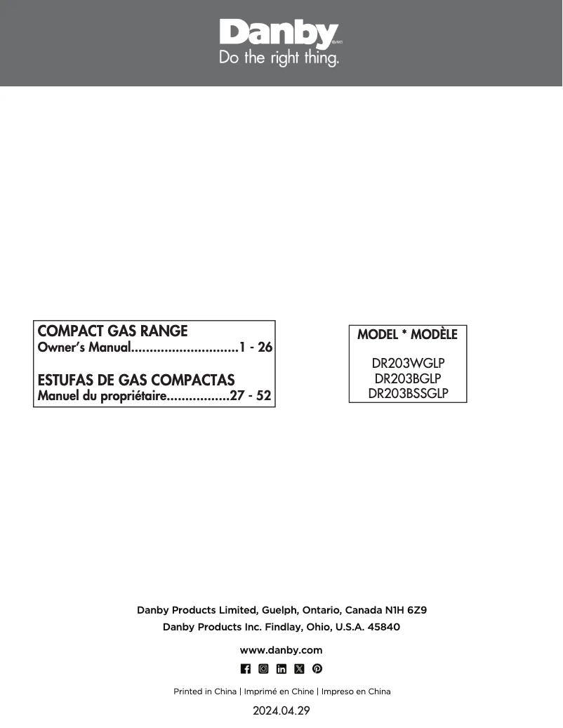 Page 1 of the manual User Manual Danby DR203BSSGLP